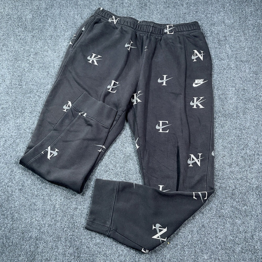 Nike‎ Sweatpants Mens Large Black Sportswear Club Bb AOP Jogger Swoosh Logo